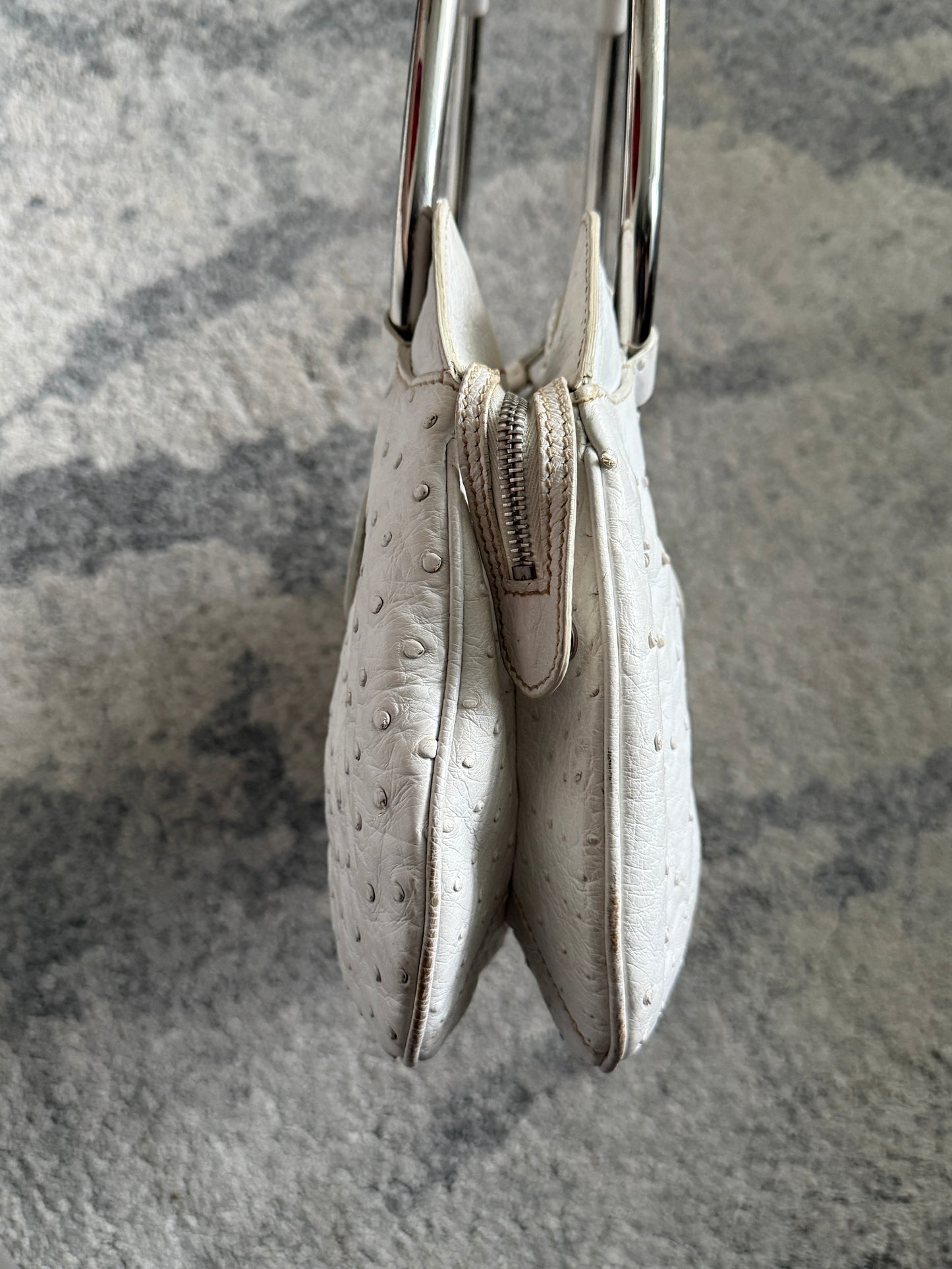 Prada SS2003 ostrich leather metal handle bag