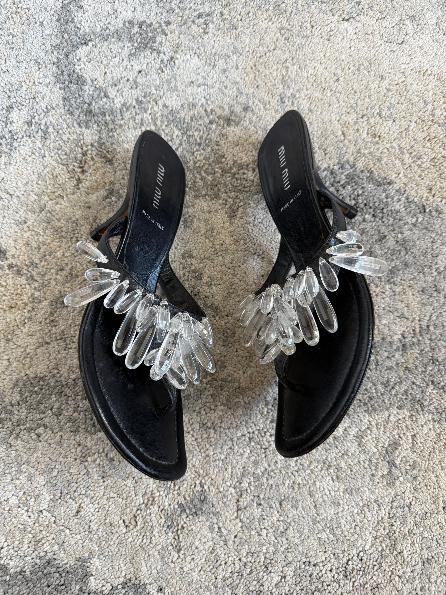 Miu Miu 2000’s crystals flip flop heels