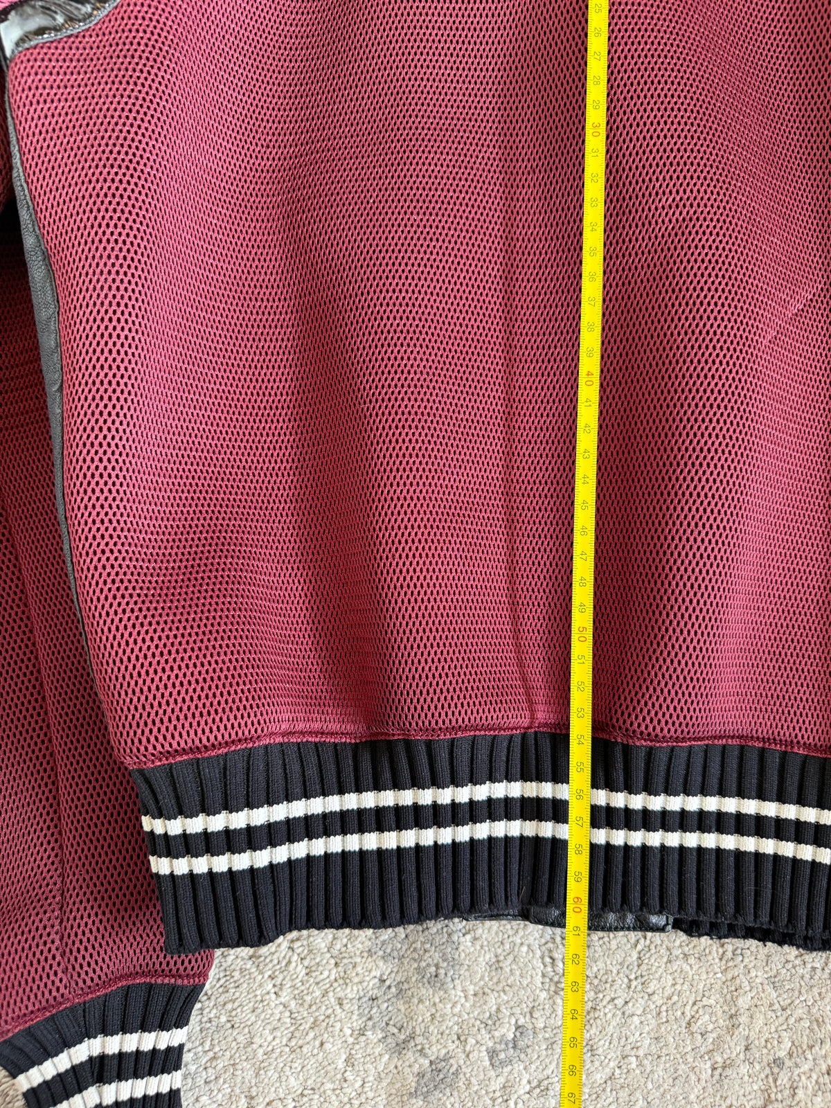 Miu Miu SS2000 leather & mesh varsity jacket