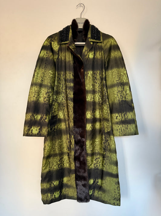 Prada FW2004 embellished nylon long coat
