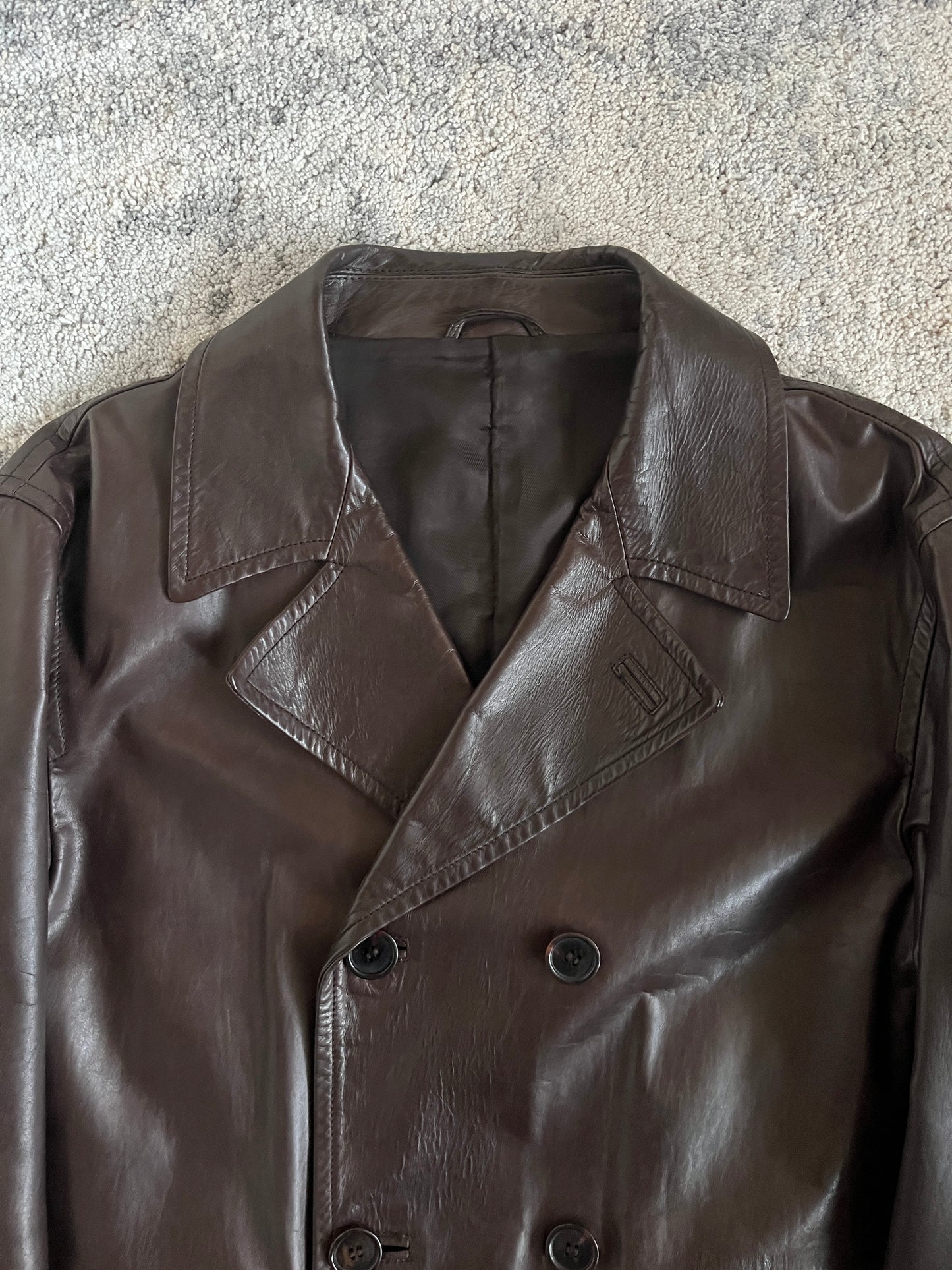Prada FW1998 double breasted leather jacket