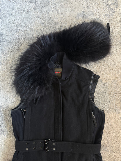 Prada FW2000 nylon jacket with fur collar