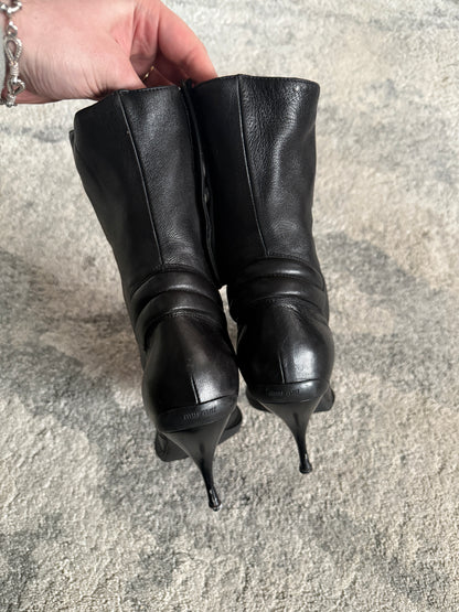 Miu Miu 1999 leather motorcycle heels boots