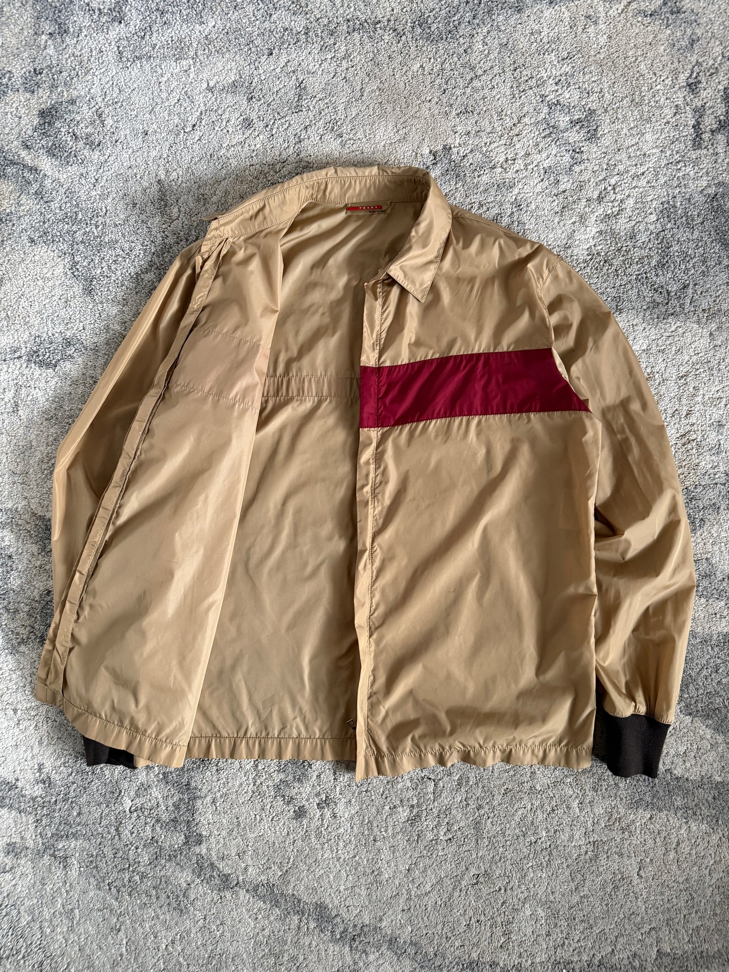 Prada 2000 nylon zip shirt with wool cuffs