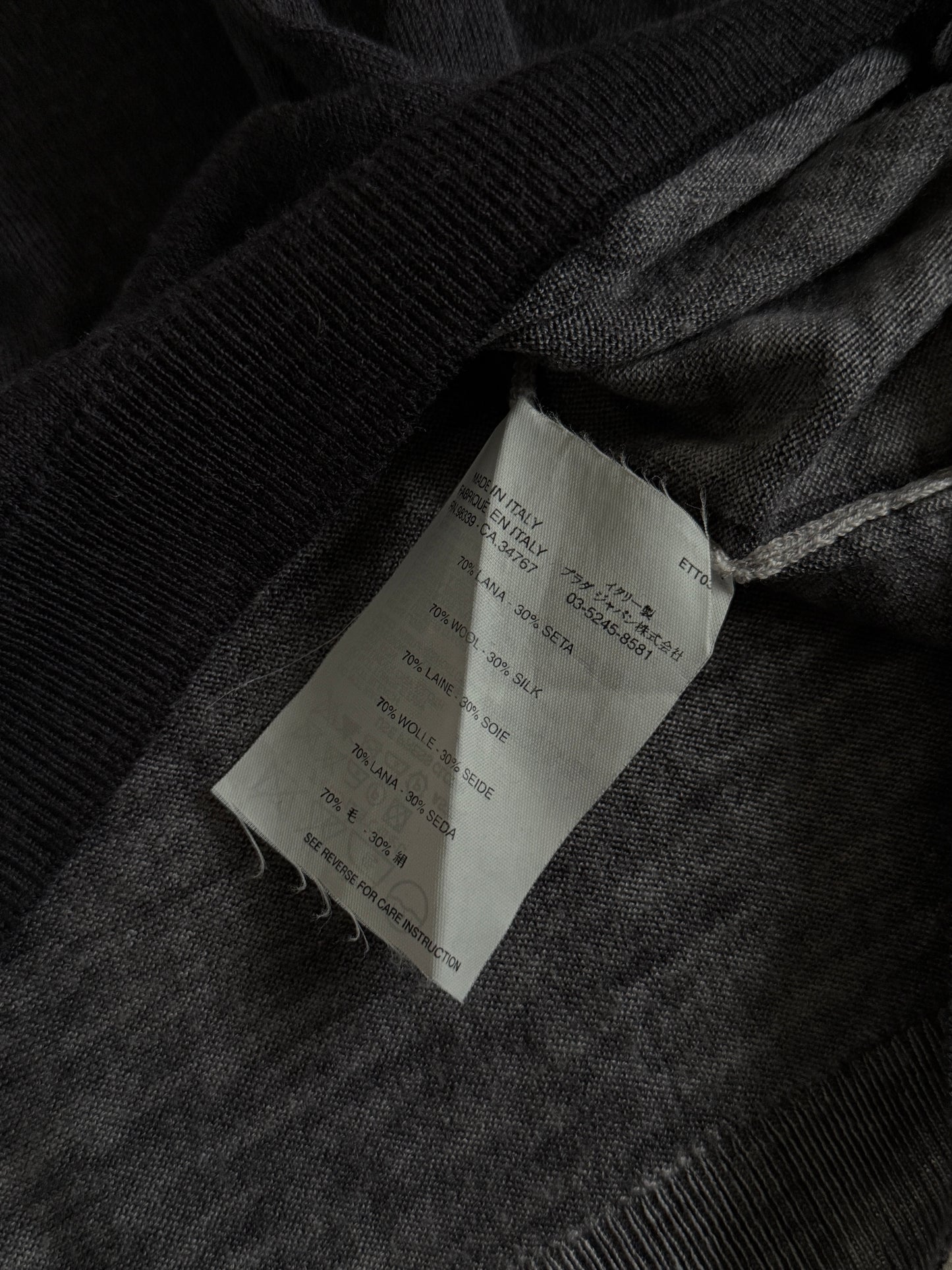 Prada SS2006 dye wool & cashmere V sweater