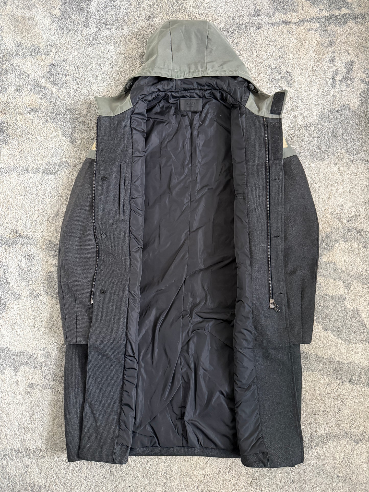 Prada FW2007 colorblock wool long coat