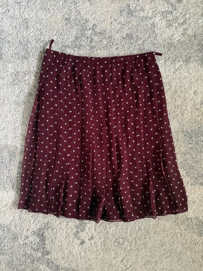 Prada SS2000 silk polka dot pleated skirt