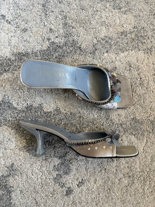 Prada SS2000 sequins mules heels