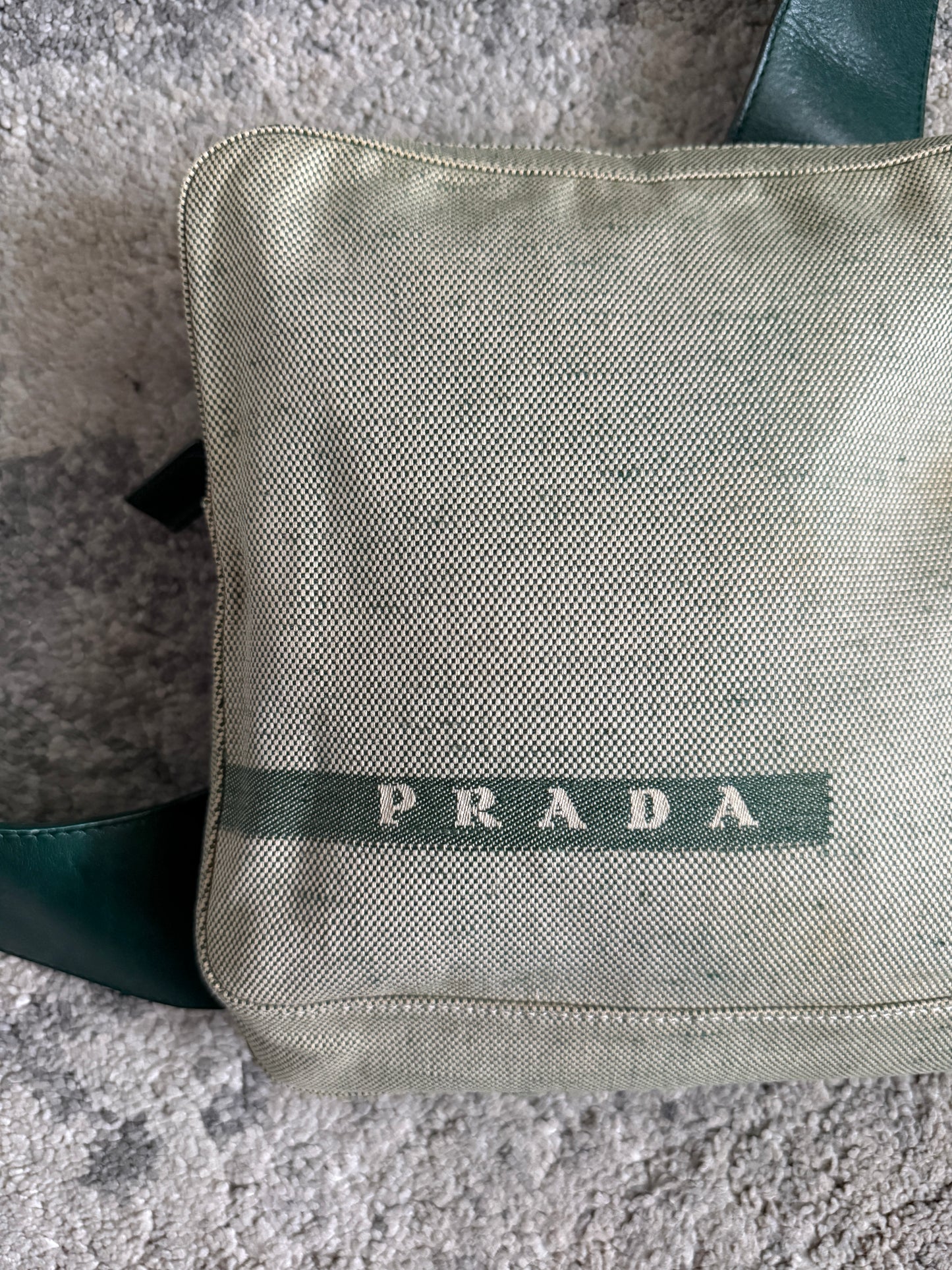 Prada SS1999 linen & leather sling bag