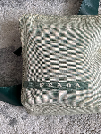 Prada SS1999 linen & leather sling bag