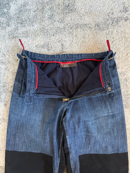 Prada 2000’s denim & fleece double knee jeans