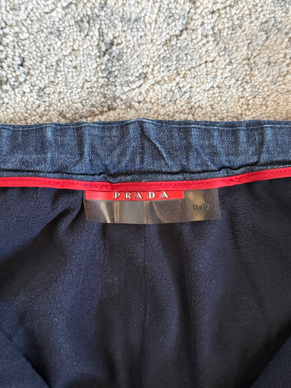 Prada 2000’s denim & fleece double knee jeans