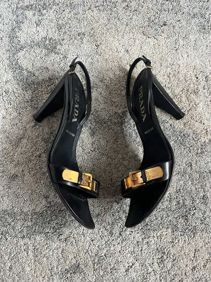 Prada 1990’s gold buckle heels