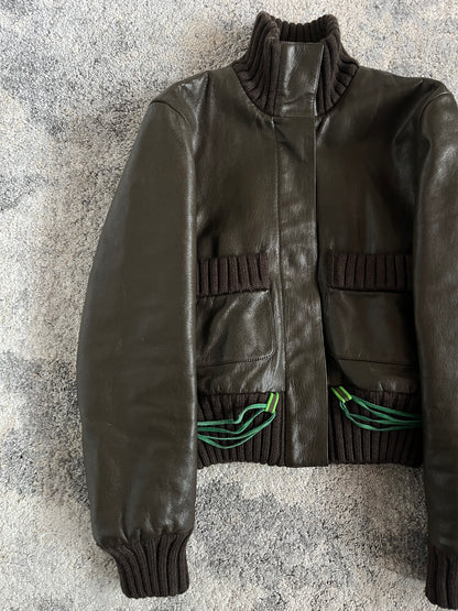 Miu Miu FW1999 leather wool cuffs jacket