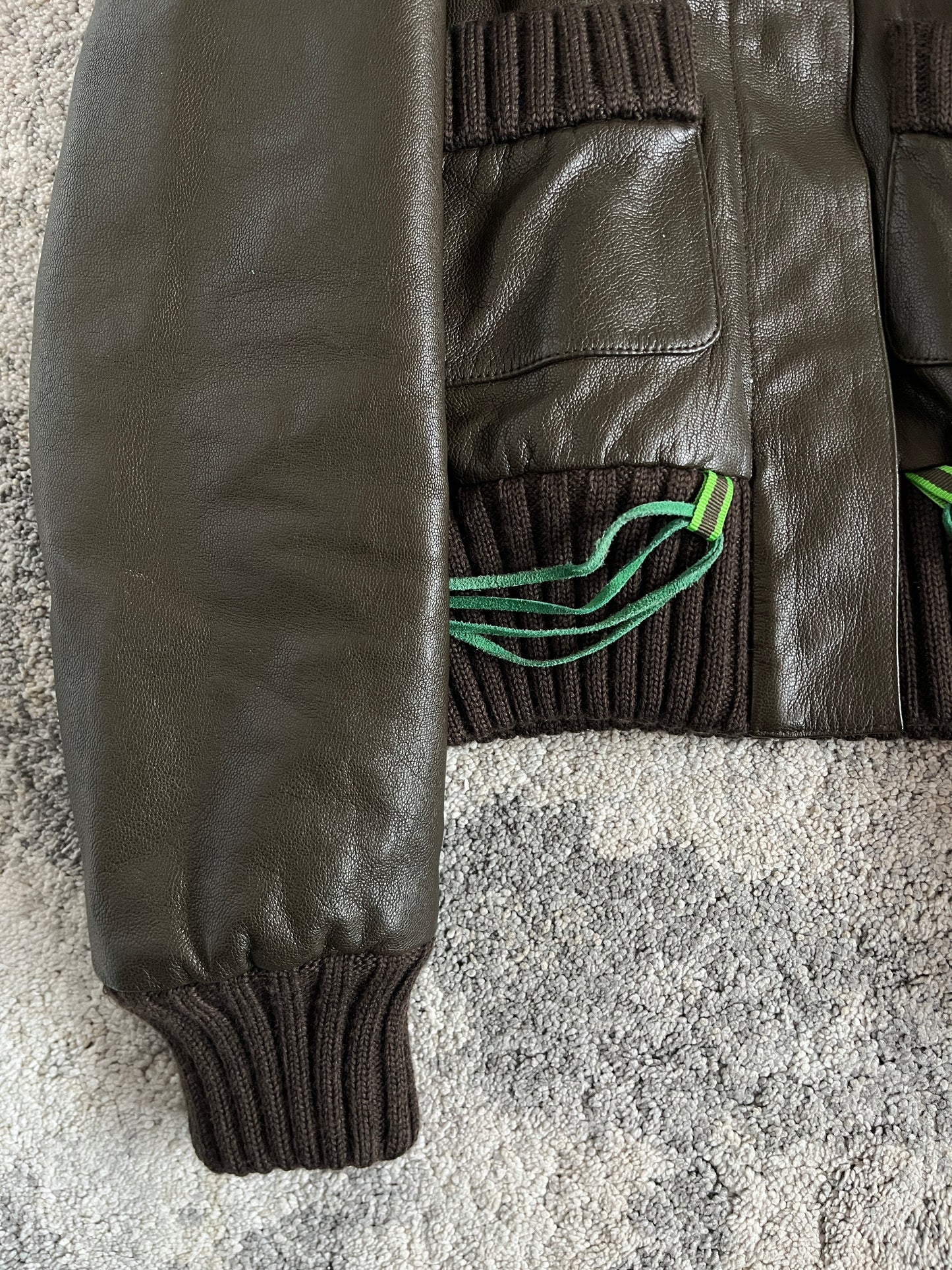 Miu Miu FW1999 leather wool cuffs jacket