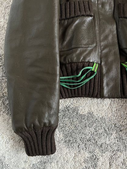 Miu Miu FW1999 leather wool cuffs jacket