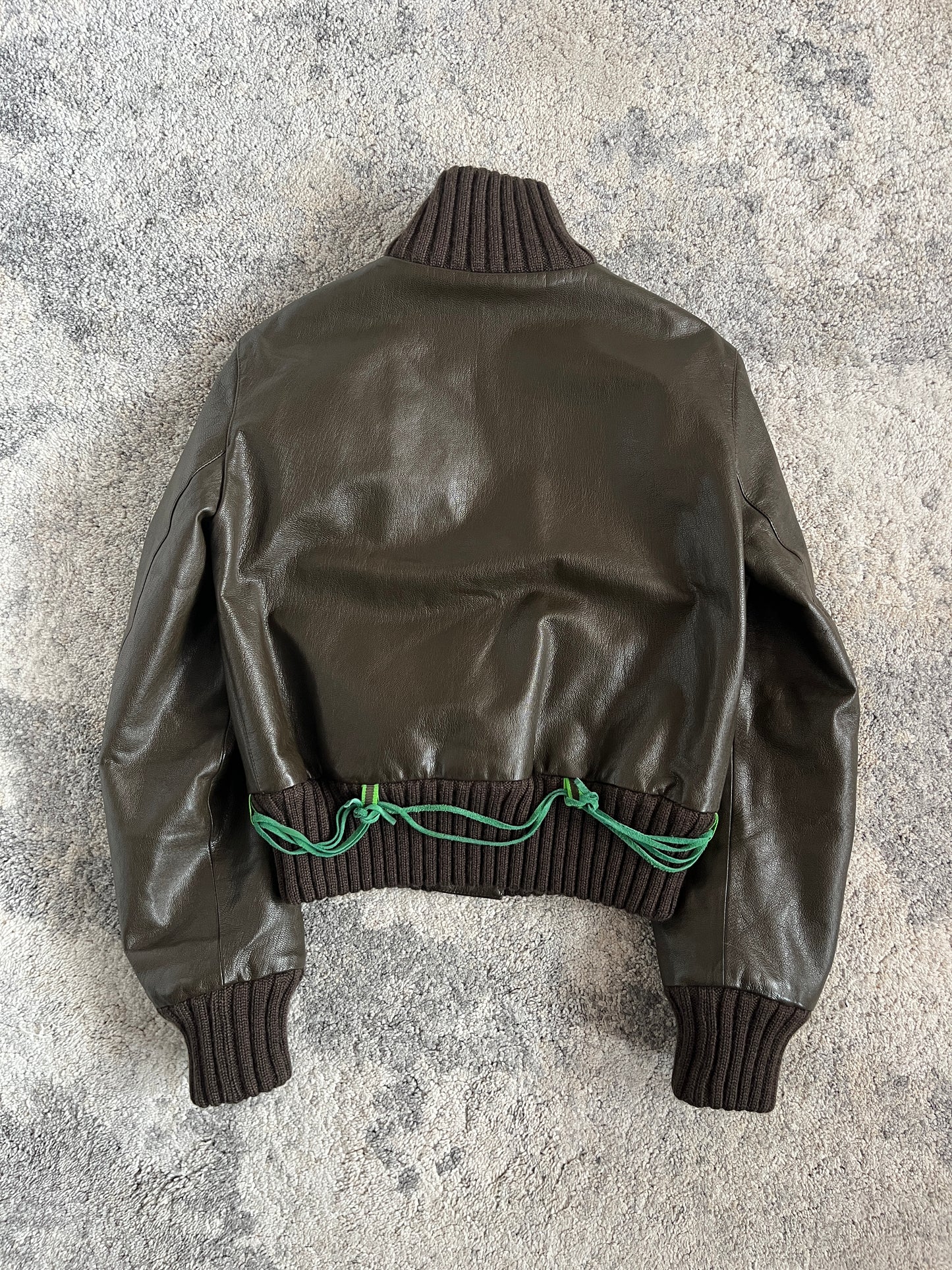 Miu Miu FW1999 leather wool cuffs jacket