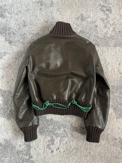 Miu Miu FW1999 leather wool cuffs jacket