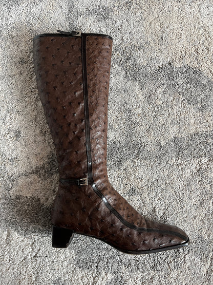 Prada FW2000 ostrich leather boots
