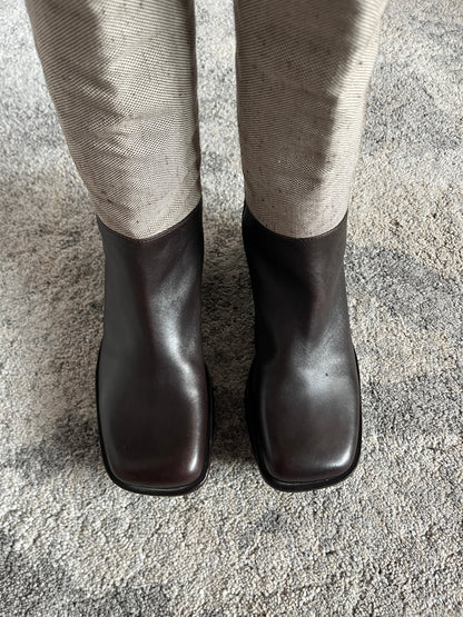 Prada SS1999 runway linen & leather boots