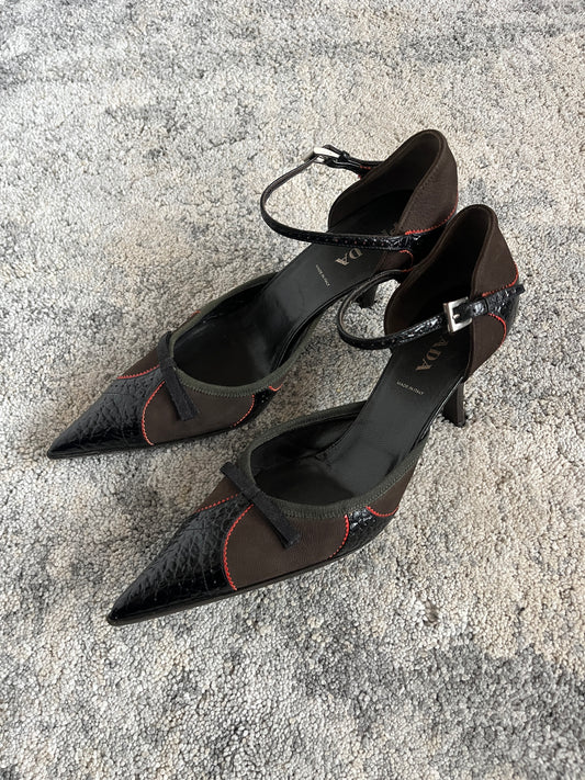 Prada 2000's leather & cotton heels