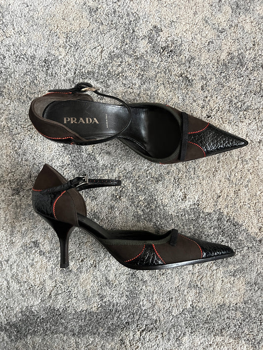 Prada 2000's leather & cotton heels