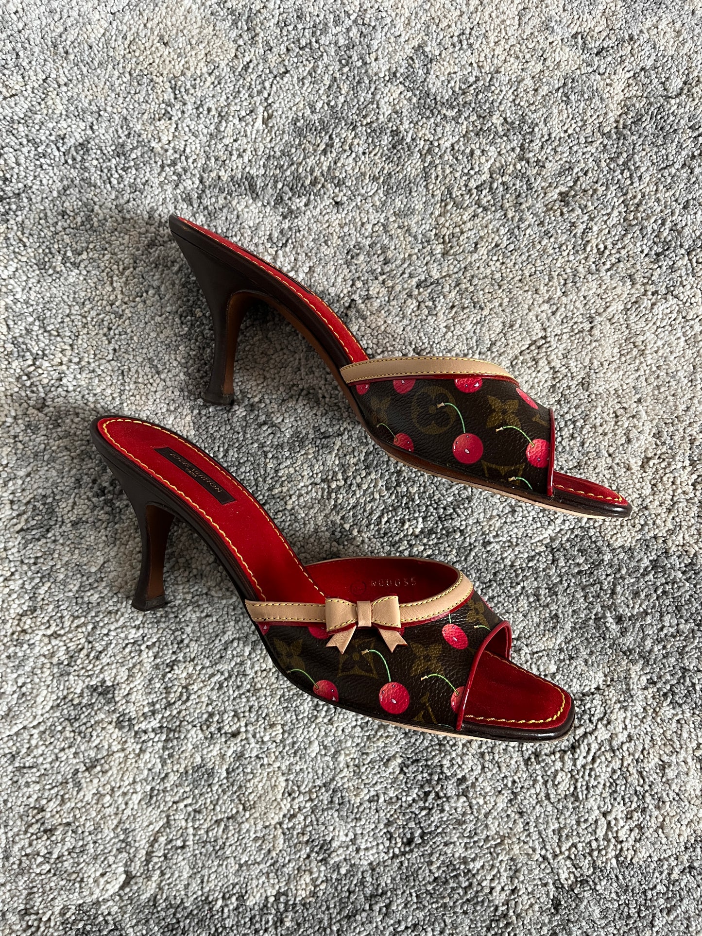 Louis Vuitton & Takashi Murakami SS2003 cherry leather mules
