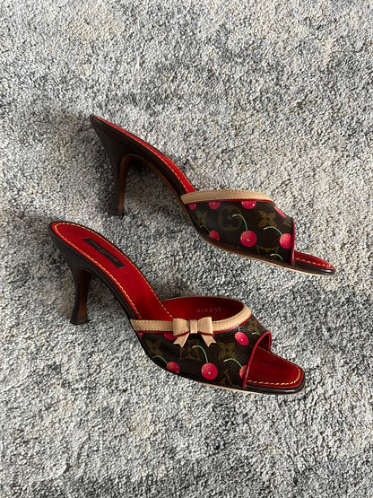 Louis Vuitton & Takashi Murakami SS2003 cherry leather mules