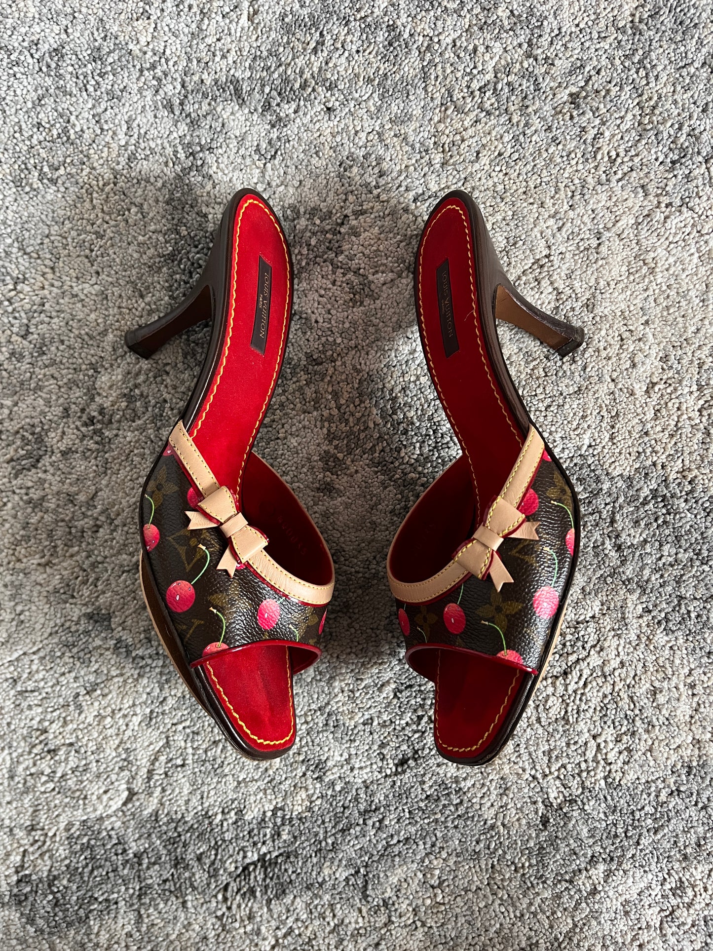 Louis Vuitton & Takashi Murakami SS2003 cherry leather mules