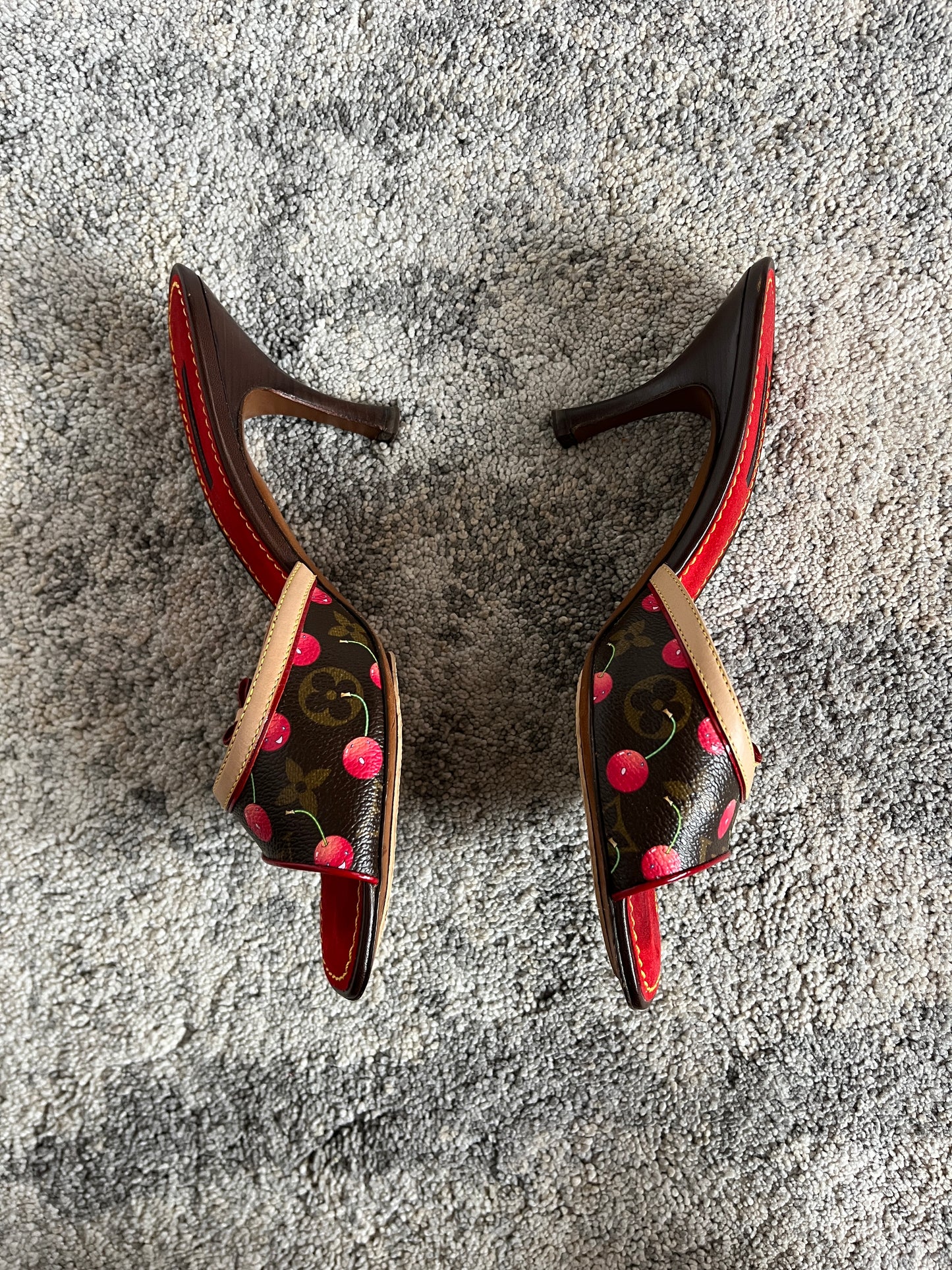 Louis Vuitton & Takashi Murakami SS2003 cherry leather mules