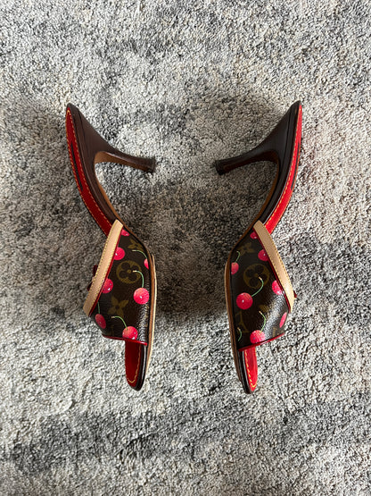 Louis Vuitton & Takashi Murakami SS2003 cherry leather mules