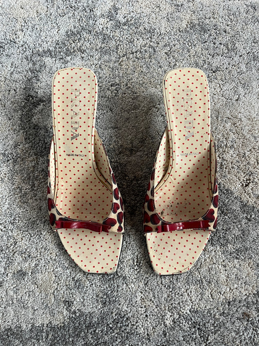 Prada SS2000 heart silk mules