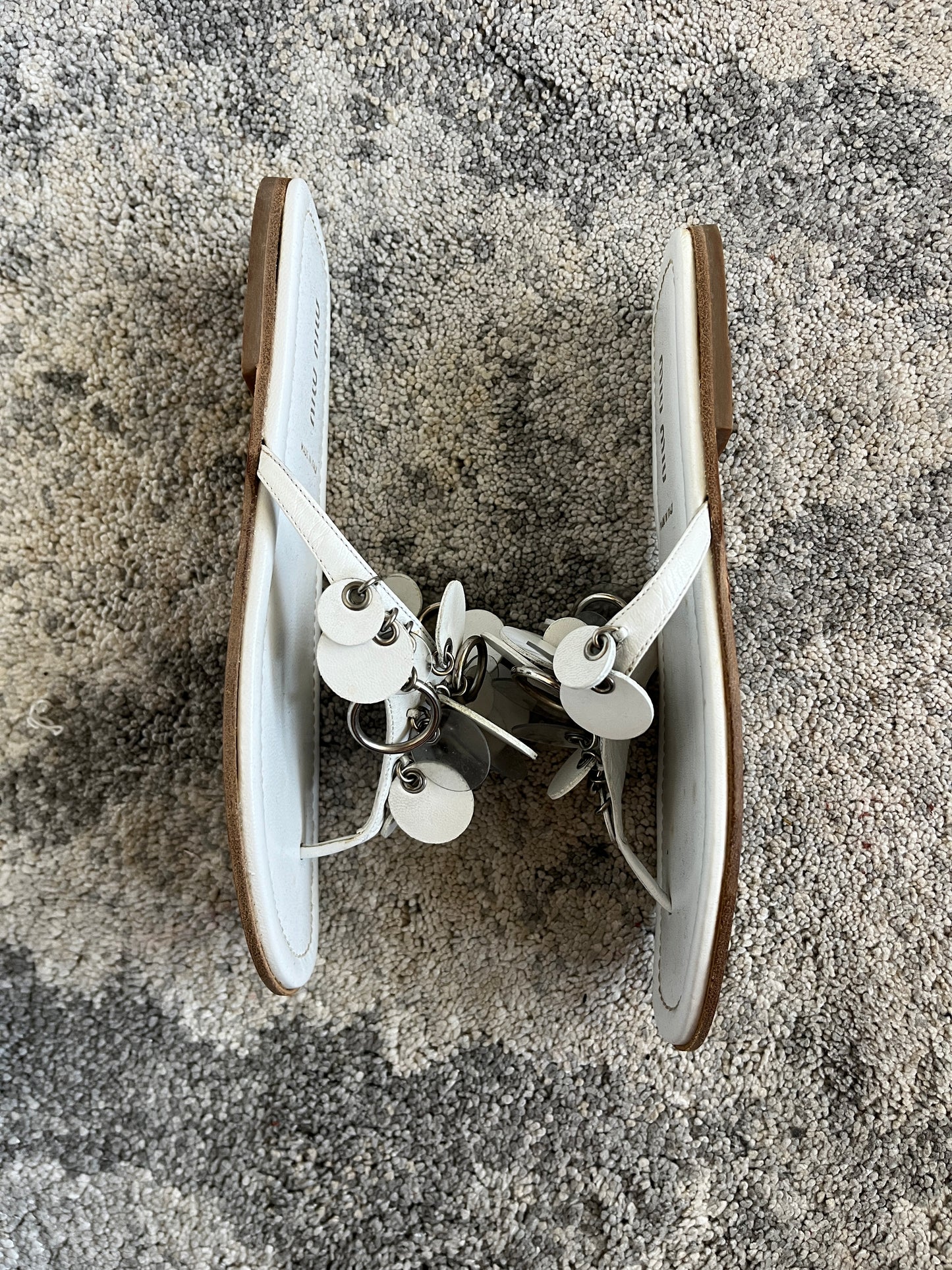 Miu Miu 2000's leather sequins flip flop