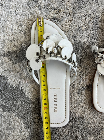 Miu Miu 2000's leather sequins flip flop