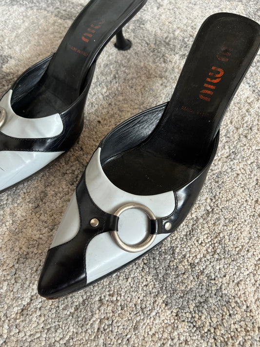 Miu Miu 1990's leather mules