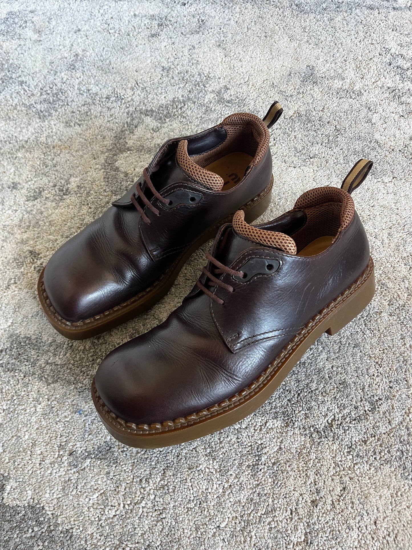 Miu Miu FW1999 leather & mesh derby