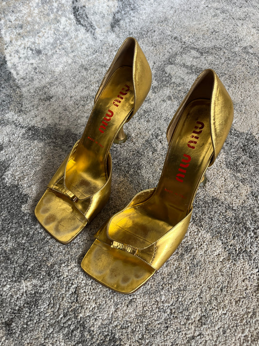 Miu Miu 1999 gold leather heels