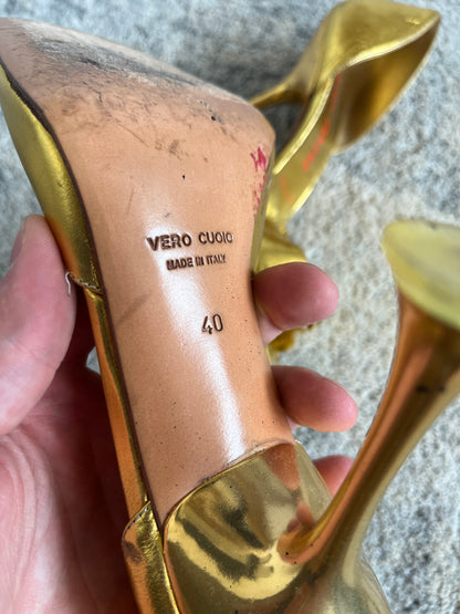 Miu Miu 1999 gold leather heels