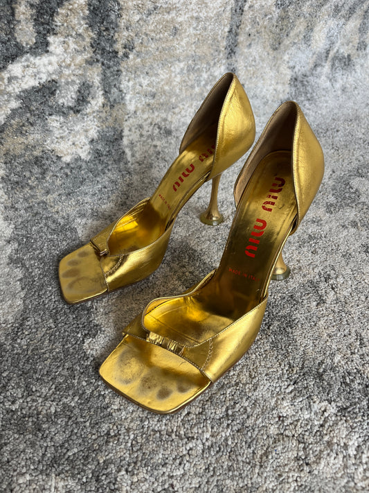 Miu Miu 1999 gold leather heels