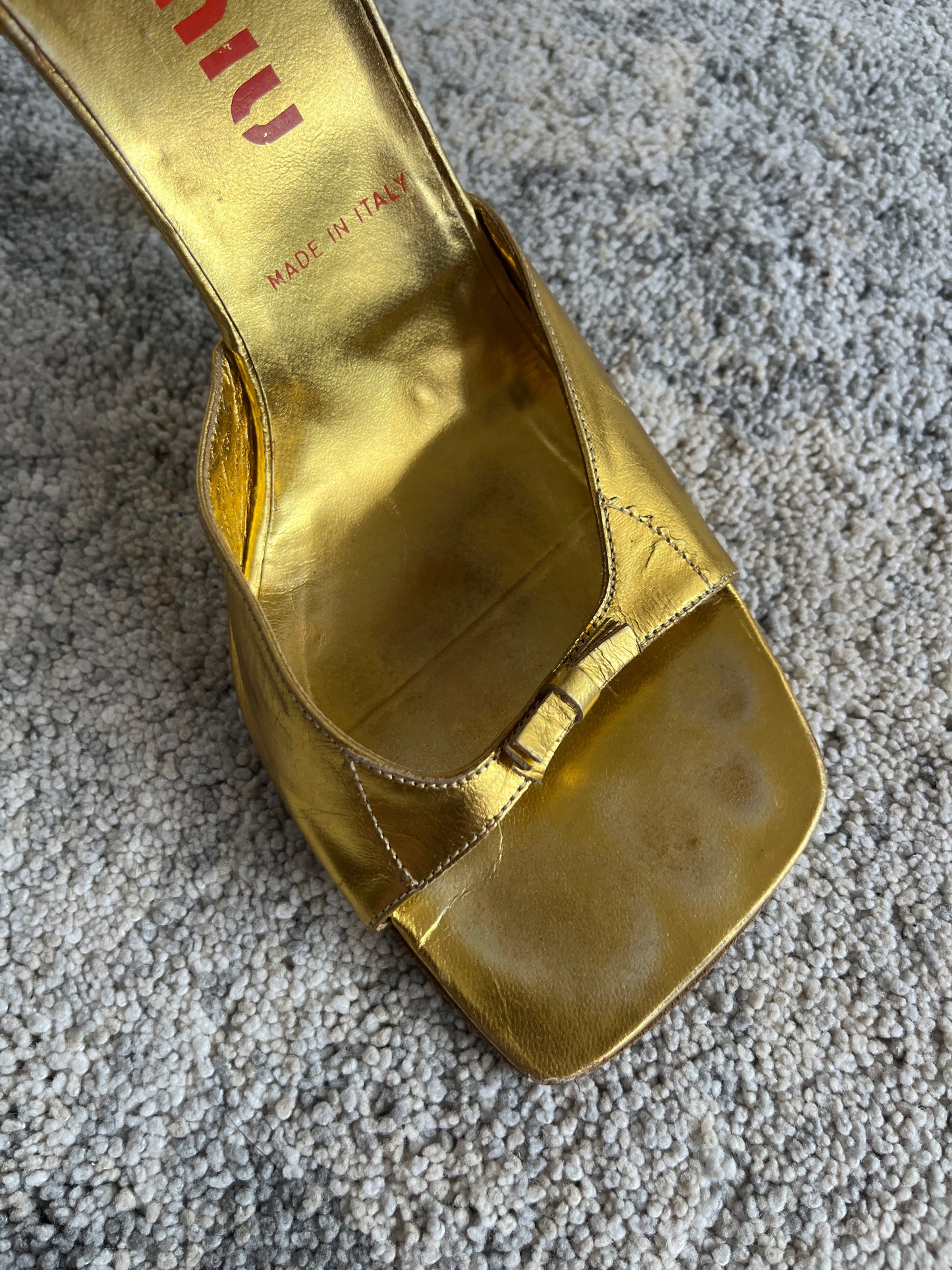 Miu Miu 1999 gold leather heels