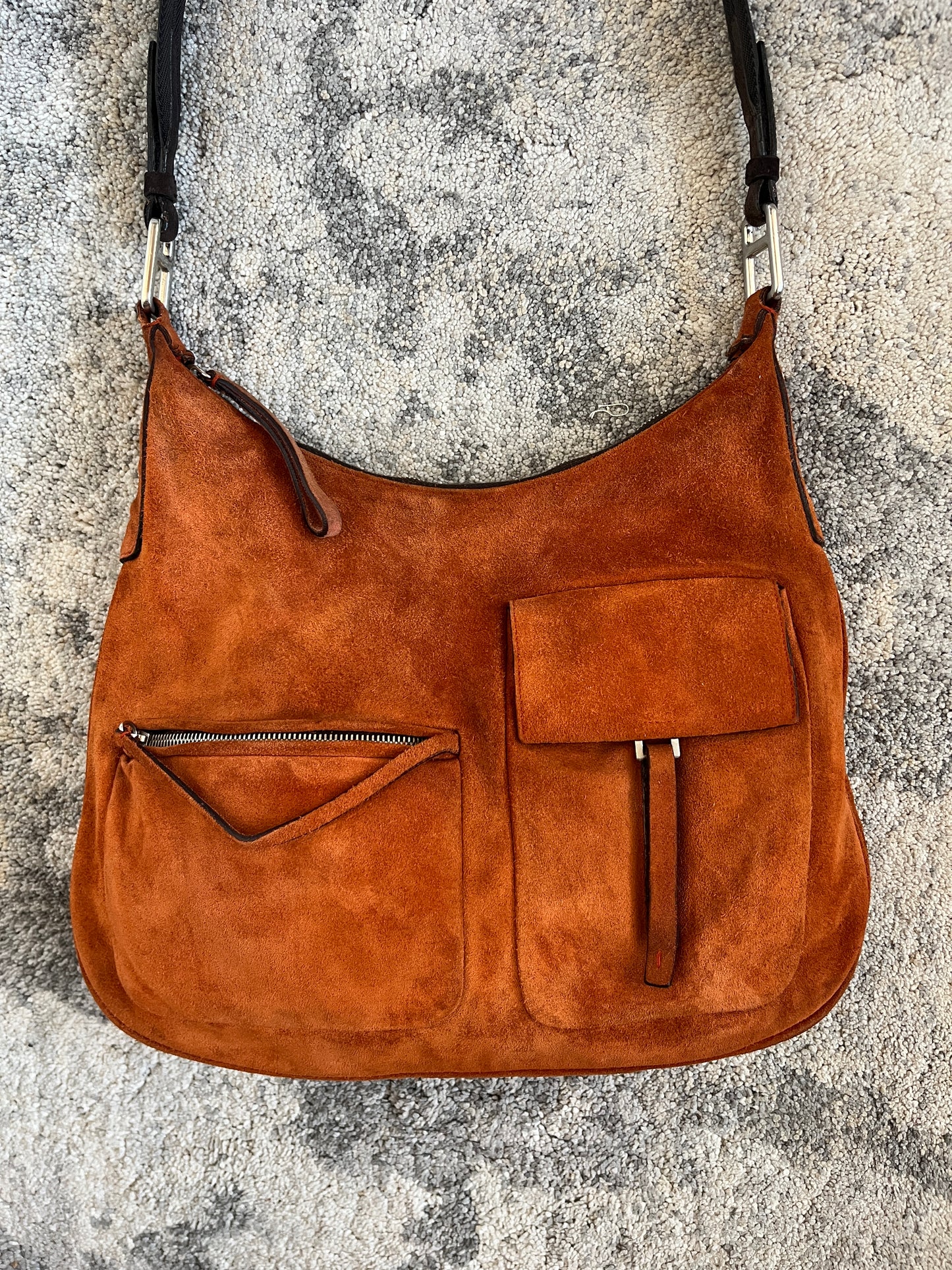 Prada FW1999 suede multipockets shoulder bag