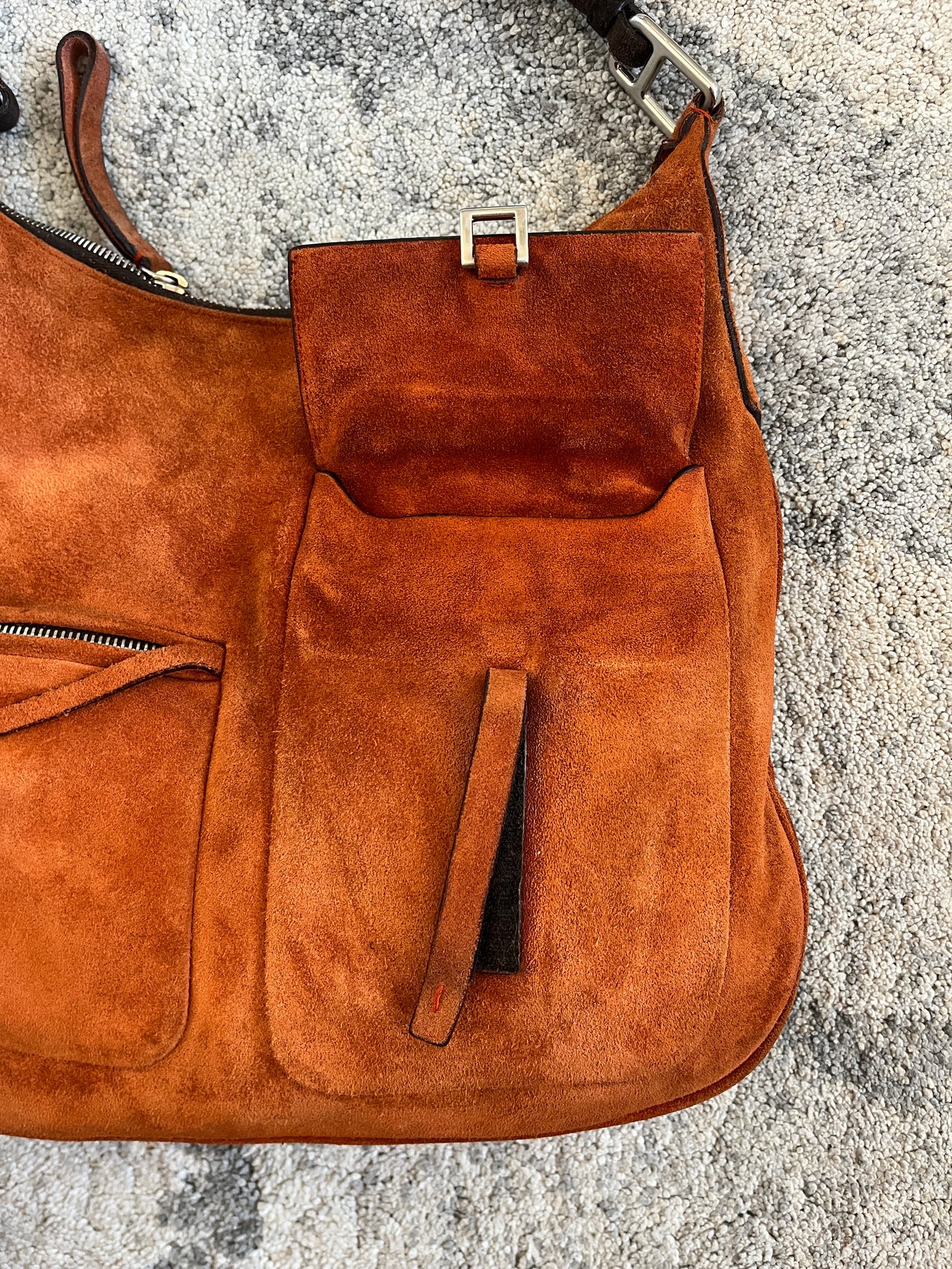 Prada FW1999 suede multipockets shoulder bag