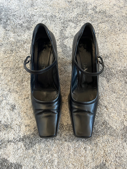 Prada 1999 leather & mirror heels