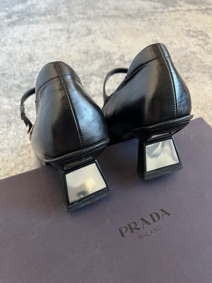Prada 1999 leather & mirror heels