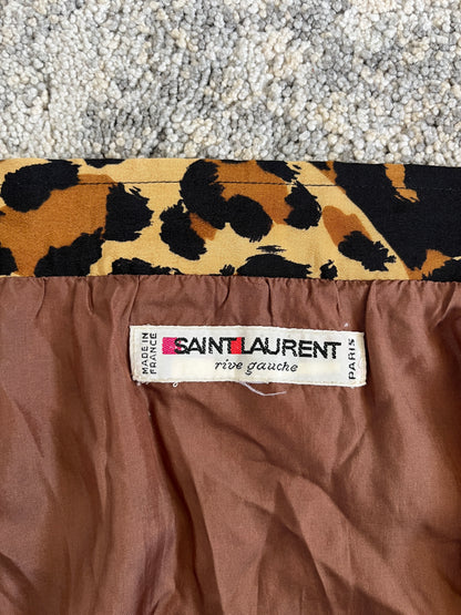 Yves Saint Laurent FW1986 leopard print silk skirt