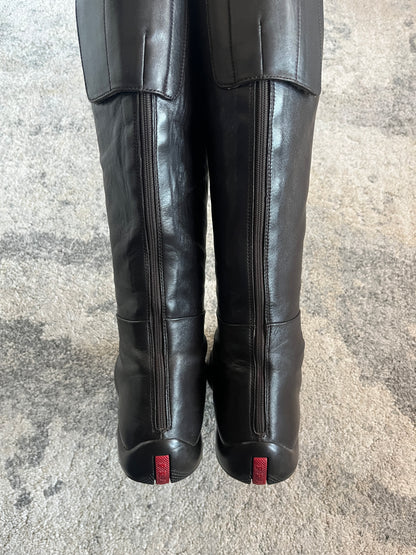 Prada 2000's leather velcro boots
