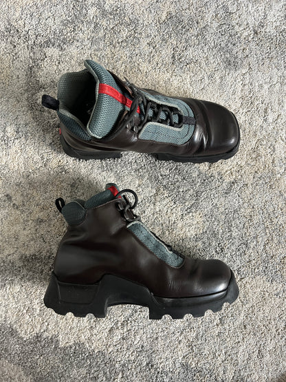 Prada 1990's hiking leather boots with vibram soles