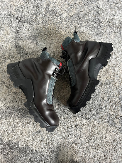 Prada 1990's hiking leather boots with vibram soles