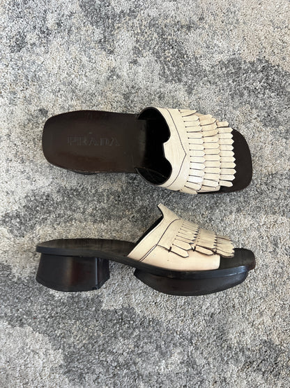 Prada SS1999 leather fringes sandals