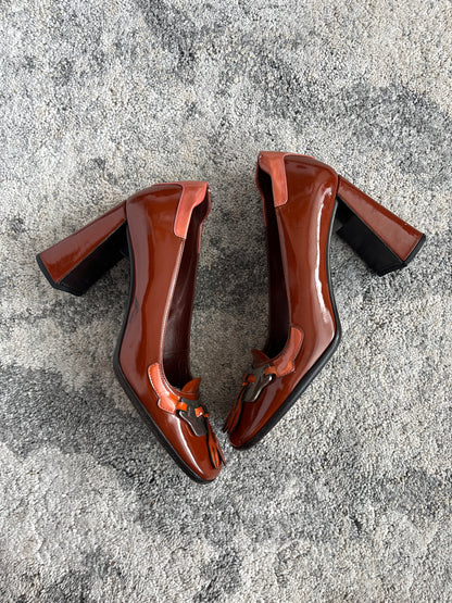 Prada FW1999 patent leather plate heels